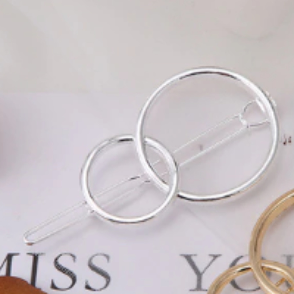 NWT- SilverTone Double Circle Barrette